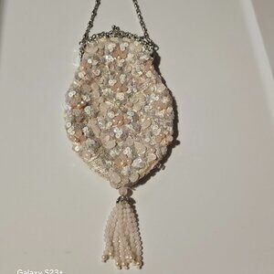 VERY RARE STATEMENT HAUTE COUTURE SIMAN TU PINK PEARL CRYSTAL EVENING BAG CLUTCH